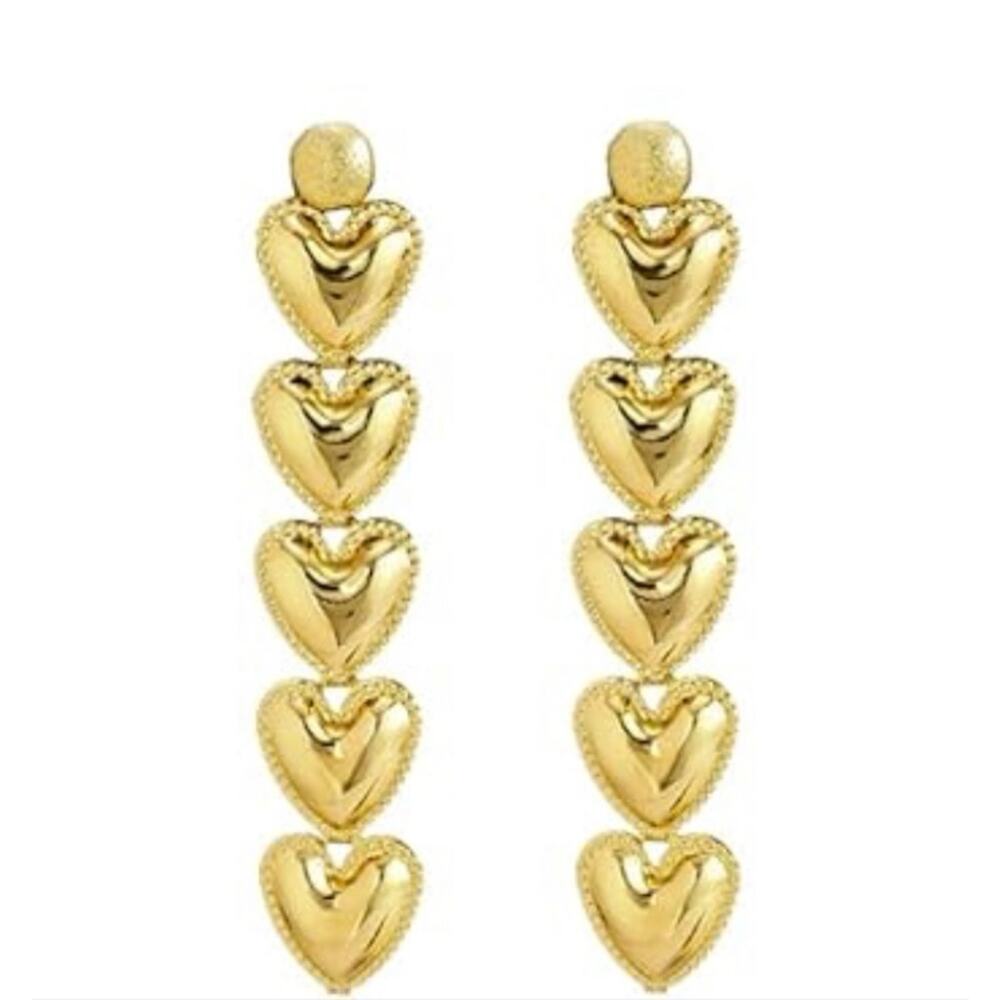 Gold Hearts Earrings Stack